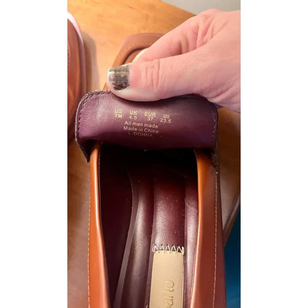 Franco Sarto L Donna Brown Tassel Loafers Block Heel Dress Shoes Women’s 7
